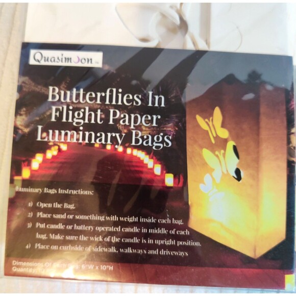 White Paper Luminary Bags, 30 Pcs 2 Butterfly, 1 Heart Flame Resistant Bags - Picture 4 of 8